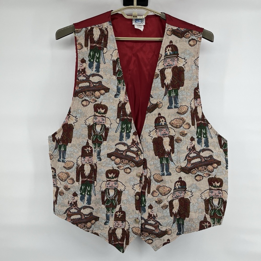 Vintage Backroad Blues Women's 26W Tapestry Vest Christmas Nutcracker Grandma